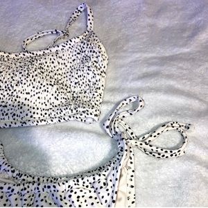 Xhilaration Womens Smocked Bikini - Beige Dot Print